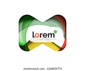Geometric logo design convergence idea, modern composition of color abstract shapes, vector 3d style icon