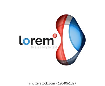 Geometric logo design convergence idea, modern composition of color abstract shapes, vector 3d style icon