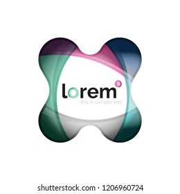 Geometric logo design convergence idea, modern composition of color abstract shapes, vector 3d style icon