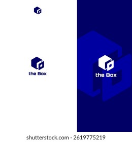 Geometric Logo Design With A D Box And Sliding Square Depicted In Vibrant Blue And White Tones