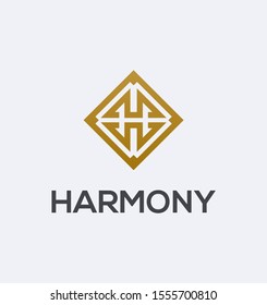 Geometric Logo design with Letter H inside. Ornament Initial Monogram. Luxury, simple, minimal and elegant Logo Template. Abstract emblem. Best identity for luxury brand, hotels, cafe, and boutiques.