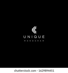 Geometric logo design of letter K with black background - EPS10 - Vector.