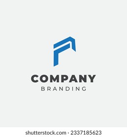geometric logo design in the shape of the letter F in blue