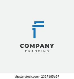 geometric logo design in the shape of the letter F in blue
