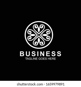Geometric logo design with simple line art isolated on black background