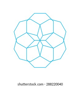 Geometric logo design template, abstract symbol, blue star shape made with lines, diamond style.