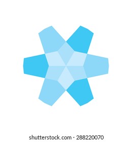 Geometric logo design template, abstract symbol, blue star shape.