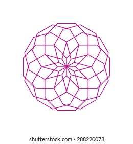 Geometric logo design template, abstract symbol, violet star shape made with lines, diamond style.