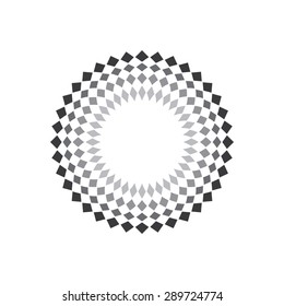 Geometric logo design template, abstract symbol, circle, flower, star shape, black and gray.