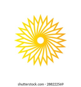 Geometric logo design template, circle shape, flower symbol, sun shape.