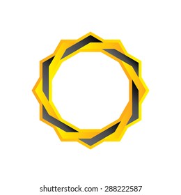 Geometric logo design template, circle shape, sun shape, yellow and black.