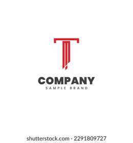geometric logo design template forming the letter T