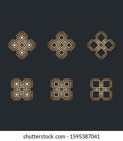 Geometric Logo Design Template Set. Universal ornament elements versions. Luxury, simple, minimal and elegant Logo. Abstract emblem geometry of square and lines. Best identity for luxury brands.