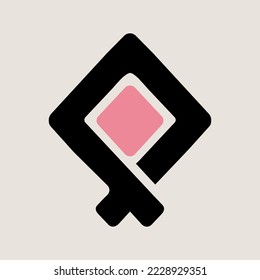 Geometric logo emblem.Boutique style icon isolated on light background.Beauty, spa rhombus shape.Modern, decorative concept.Abstract ornamental design illustration.Minimalist symbol.