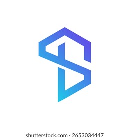 Um logótipo geométrico que forma as letras "FS" ou "SF" com uma forma hexagonal abstrata que aponta para cima, num gradiente azul a roxo