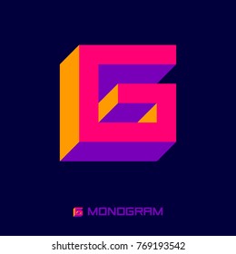 Geometric logo. G Letters. G cube monogram. Construction logo. 