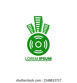 logotipo geométrico, disco gramófono, sencillo, único y moderno