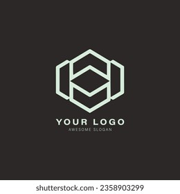 Geometric logo with a hexagonal shape in the center. The hexagon is made up of smaller hexagons that are connected to form a larger hexagon