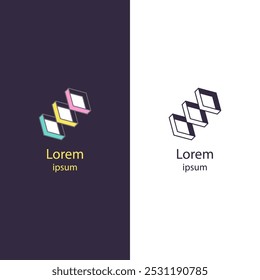 Geometric logo with layered 3D cubes, ideal for businesses in construction, architecture, or creative industries.