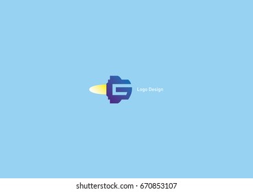 Geometric logo letter G in the form of a rocket