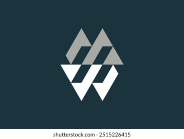 Logotipo geométrico de las letras M y W, con una doble raya de la letra S en el medio