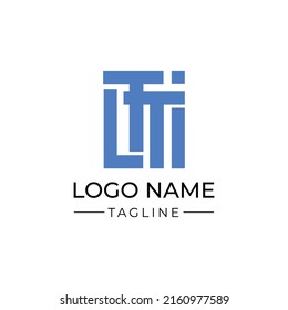 Letra geométrica con logotipo, adecuada para negocios digitales, tecnología, información, color azul