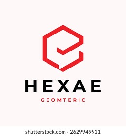 logótipo geométrico ou letra inicial do monograma E com hexágono