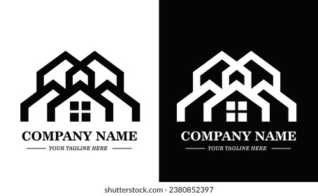 Geometric Logo symbolizes the shape of a housing. abstract geometric house logo