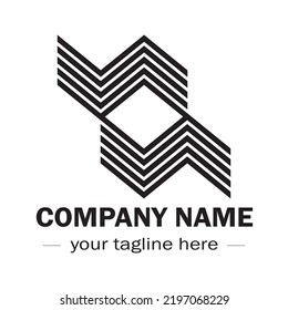 Geometric Logo symbolizes the shape of a Letter NN. abstract geometric logo NN