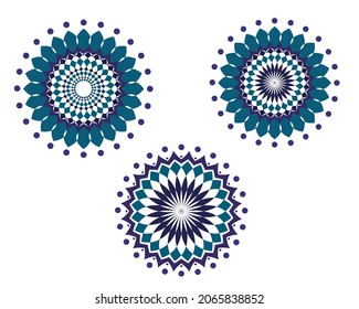 Geometric logo template. Round arabic ornamental symbols. Colored mandala vector illustration.