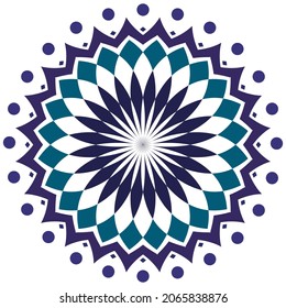 Plantilla de logotipo geométrico. Símbolos ornamentales árabes redondos. Ilustración vectorial de mandala coloreada.