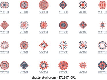 Geometric logo template set. Vector ornamental symbols