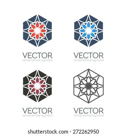Geometric logo template set. Vector ornamental symbols