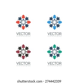 Geometric logo template set. Vector ornamental symbols