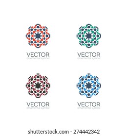 Geometric logo template set. Vector ornamental symbols