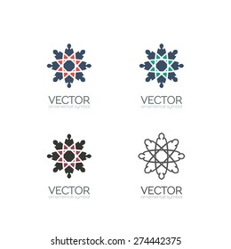 Geometric logo template set. Vector ornamental symbols