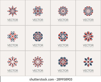 Geometric logo template set. Vector arabic ornamental symbols