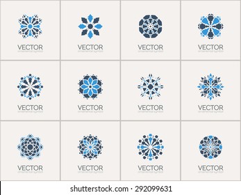 Geometric logo template set. Vector arabic ornamental symbols