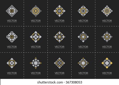 Geometric logo template set. Vector arabic ornamental symbols