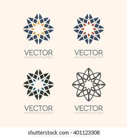 Geometric logo template set. Vector Arabic ornamental symbols