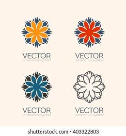 Geometric logo template set. Vector arabic ornamental symbols