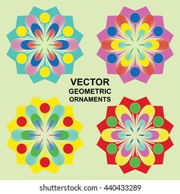 Geometric logo template set. Vector ornamental symbols