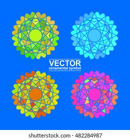 Geometric logo template set. Vector Arabic ornamental symbols