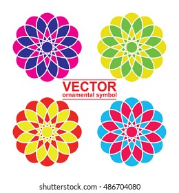 Geometric logo template set. Vector Arabic ornamental symbols