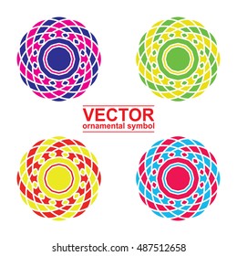 Geometric logo template set. Vector Arabic ornamental symbols
