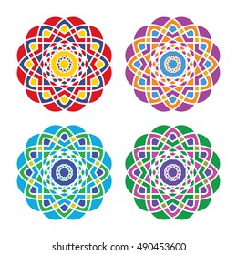 Geometric logo template set. Vector Arabic ornamental symbols