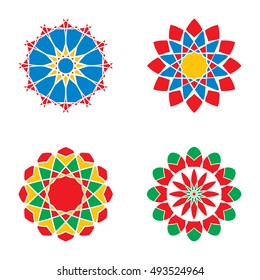 Geometric logo template set. Vector Arabic ornamental symbols