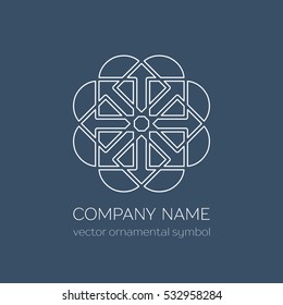Geometric logo template. Vector linear arabic ornamental symbol