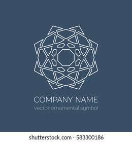 Geometric logo template. Vector linear arabic ornamental symbol