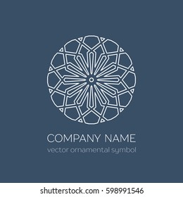 Geometric logo template. Vector linear arabic ornamental symbol